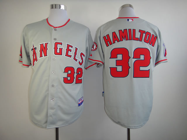 Men Los Angeles Angels #32 Hamilton Grey MLB Jerseys->los angeles angels->MLB Jersey